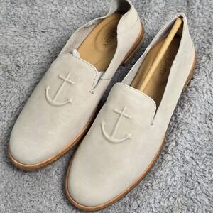 Sperry Top-Sider Nubuck Ivory Suede Women Loafers Anchor Nautical 7M NEW Fold In